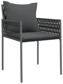 vidaXL Σέτ φαγητού για κήπο 7 pcs Μαύρο Πολυ ράταν
