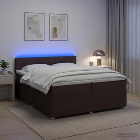 vidaXL Κρεβάτι box spring με στρώμα Σκούρο Καφέ 200 x 200 cm Ύφασμα