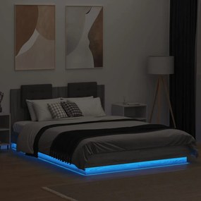 Πλαίσιο Κρεβατιού με Κεφαλάρι και LED Γκρι sonoma 150 x 200 εκ. - Γκρι