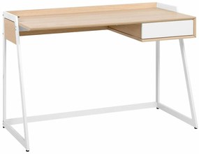 Τραπέζι γραφείου Berwyn 279, Με συρτάρια, 82x120x60cm, 27 kg, Ανοιχτό χρώμα ξύλου, Άσπρο | Epipla1.gr