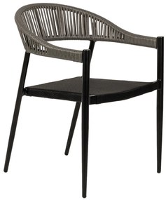 Πολυθρόνα Κήπου ArteLibre LIVINGSTONE Μαύρο/Γκρι Αλουμίνιο/Rattan 56x55x76cm-14840009