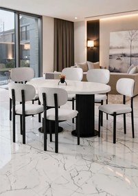 Stewehome Σετ Τραπεζαρίας Bohem Μάρμαρο Λευκό Μαύρο 170x90x75 cm