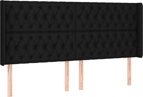 vidaXL Κρεβάτι Boxspring με Στρώμα &amp; LED Μαύρο 200x200 εκ. Υφασμάτινο