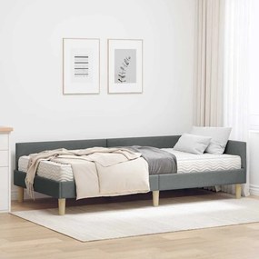vidaXL Κρεβάτι γωνίας με στρώμα με στρώμα 2 pcs Γκρι ύφασμα