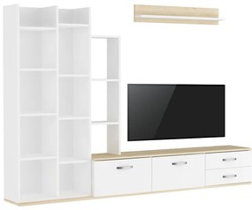 Σύνθετο σαλονιού Leman pakoworld σε λευκή-oak απόχρωση 240x35x154εκ