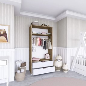 Διφυλλη Ντουλαπα Δρυς/Λευκο 1600 45x90x183