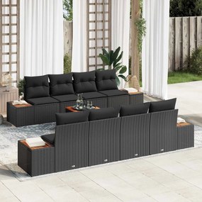 vidaXL Σετ Καναπέ Κήπου με μαξιλάρι 9 pcs Μαύρο Πολυ ράταν