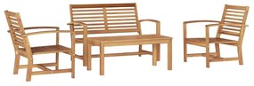 vidaXL Σετ Καναπέ Κήπου 4 pcs Φυσικό Μασίφ ξύλο teak
