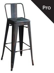 WOODWELL RELIX Σκαμπό Bar-Pro με Πλάτη, Μέταλλο Βαφή Antique Black 43x43x76/100cm Ε5199,10