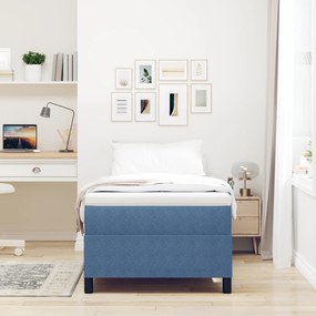 vidaXL Κρεβάτι Box Spring με Στρώμα - Μπλε, 80 x 200 εκ., Ύφασμα Κοντόρι