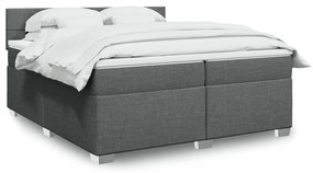 Κρεβάτι Boxspring με Στρώμα Σκούρο Γκρι 200x200 εκ. Υφασμάτινο - Γκρι