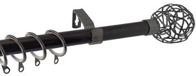 Κουρτινόξυλο Φ19mm Μονό Επεκτεινόμενο 120-210cm Με Άκρα Grace Nickel Black 997436