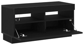 vidaXL Κονσόλα Τηλεόρασης με LED Φώτα Μαύρο Δρυς 80x35x40 εκ. Ένα επεξεργασμένο ξύλο