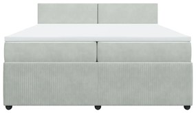 vidaXL Κρεβάτι Boxspring με Στρώμα Ανοιχτό Γκρι 200x200 εκ. Βελούδινο