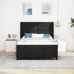 vidaXL Κρεβάτι με ελατήρια με στρώμα Μαύρο 140 x 200 cm ύφασμα