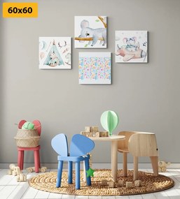 Σετ παιδικών εικόνων σε όμορφα χρώματα - 4x 60x60