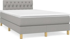 vidaXL Κρεβάτι Boxspring με Στρώμα Ανοιχτό Γκρι 120x200 εκ. Υφασμάτινο