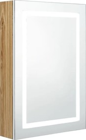 vidaXL Καθρέφτης Μπάνιου με Ντουλάπι &amp; LED Λευκό/Δρύς 50x13x70 εκ.