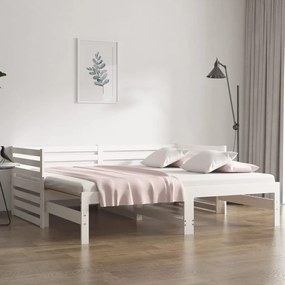 vidaXL Καναπές Κρεβάτι Συρόμενος Λευκός 2x(90x190) εκ. από Μασίφ Πεύκο