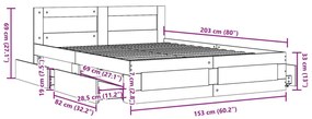 Πλαίσιο Κρεβατιού με Κεφαλάρι Καφέ Δρυς 150x200εκ. Επεξ. Ξύλο - Καφέ