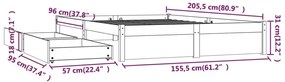 Πλαίσιο Κρεβατιού 150 x 200 εκ. Μασίφ Ξύλο King Size - Καφέ