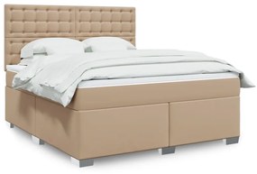 vidaXL Κρεβάτι Boxspring με Στρώμα Καπουτσίνο 180x200 εκ. Συνθ. Δέρμα