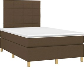 vidaXL Κρεβάτι Boxspring με Στρώμα &amp; LED Σκ.Καφέ 120x190εκ. Υφασμάτινο