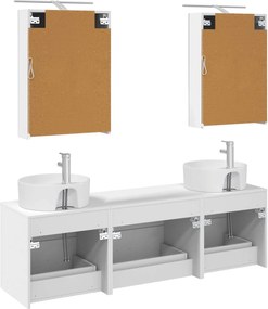 vidaXL Σετ Επίπλων Μπάνιου 5 pcs Λευκό Επεξεργασμένο Ξύλο και Γυαλί