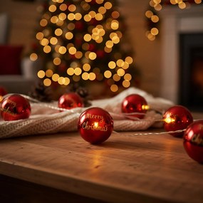 LED λαμπάκια σε σειρά Plastic balls-Kokkino-Σταθερό (10) τεμάχια