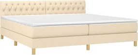 vidaXL Κρεβάτι Boxspring με Στρώμα Κρεμ 200x200 εκ. Υφασμάτινο