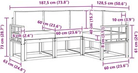 vidaXL Σειρά Καναπέ Εξωτερικού με μαξιλάρι 4 pcs Λευκό και Κρεμ