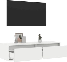 vidaXL Έπιπλο Τηλεόρασης με LED Λευκό 100X35,5x25 εκ.