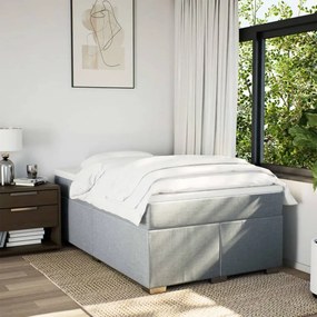 vidaXL Κρεβάτι Boxspring με Στρώμα Ανοιχτό Γκρι 120x190 εκ. Υφασμάτινο