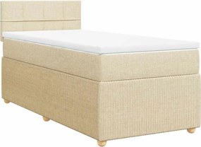 vidaXL Κρεβάτι Boxspring με Στρώμα Κρεμ 90x200 εκ.Υφασμάτινο
