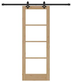 vidaXL Συρόμενη Πόρτα ORKDAL Καφέ 73.5 x 198.5 εκ. Ξύλο και μέταλλο