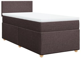 vidaXL Κρεβάτι Boxspring με Στρώμα Σκούρο Καφέ 100x200 εκ. Υφασμάτινο