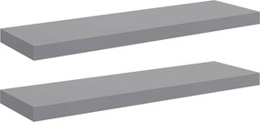 vidaXL Ράφια Τοίχου 2 τεμ. Γκρι 80x23,5x3,8 εκ. MDF