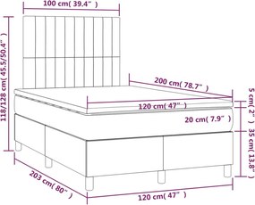vidaXL Κρεβάτι Boxspring με Στρώμα Taupe 120x200 εκ. Υφασμάτινο