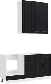 vidaXL Μονάδα κουζίνας PORTO 5 pcs Μαύρο Επεξεργασμένο Ξύλο