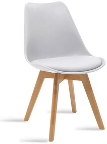 Καρέκλα Gaston pakoworld PP-PU λευκό-φυσικό πόδι 43x51x75εκ