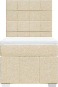 vidaXL Κρεβάτι Boxspring με Στρώμα Κρεμ 90x200 εκ.Υφασμάτινο