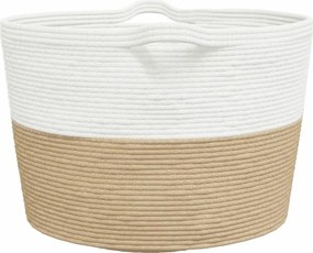 vidaXL Καλάθι Απλύτων Μπεζ και Λευκό Ø60x36 εκ. Βαμβακερό