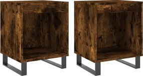 vidaXL Κομοδίνα 2 τεμ. Καπνιστή Δρυς 40 x 35 x 50 εκ. Επεξεργ. Ξύλο