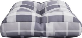vidaXL Μαξιλάρι Παλέτας Γκρι Καρό 60 x 40 x 12 εκ. Υφασμάτινο