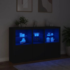 vidaXL Μπουφές με Φώτα LED Μαύρος 162 x 37 x 100 εκ.