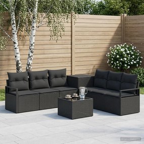 vidaXL Σετ Καναπέ 8 τμχ. Μαύρο 55 x 55 x 37 εκ Πολυ-ρακί και Χάλυβας