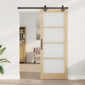 vidaXL Συρόμενη Πόρτα Καφέ 83 x 211 εκ. Ξύλο και μέταλλο