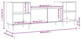 Έπιπλο Τηλεόρασης Γκρι Sonoma 160x35x55 εκ. από Επεξεργ. Ξύλο - Γκρι