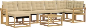 vidaXL Σειρά Καναπέ Εξωτερικού με μαξιλάρι 8 pcs Λευκό και Μπεζ