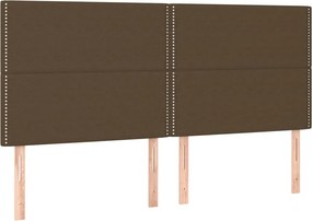 vidaXL Κρεβάτι Boxspring με Στρώμα &amp; LED Σκ.Καφέ 200x200εκ. Υφασμάτινο